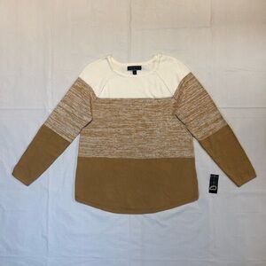 NWT Karen Scott Women’s Long Sleeve 100% Cotton Icy Coffee Comb Sweater S